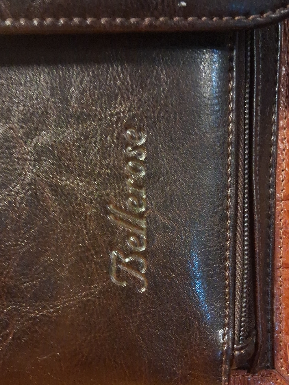Bellerose Classic Two-Tone Brown Leather Briefcase - Women's Work Bag - Picture 3 of 15